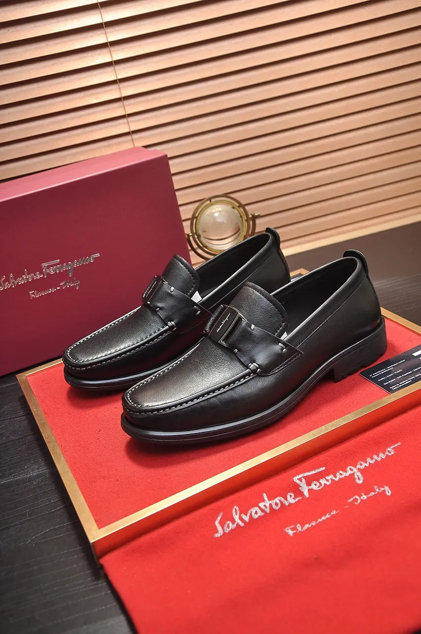 Men's shoes 💰500💶[Ferragamo/Ferragamo] The latest model in the counter. Original imported open-sided high-quality cowhide hand-woven + imported 🐂 cowhide + original luxury metal buckle + original combination outsole. Comparison without pressure 38--44🎉